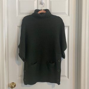 J Crew Green Turtleneck Sweater 3/4 Length Sleeves XXS